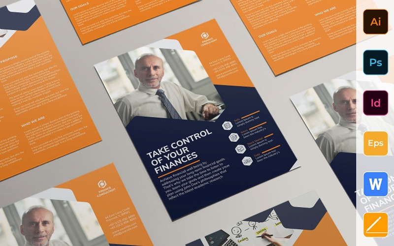 Modèle d'entreprise de flyer de consultant en finance polyvalent