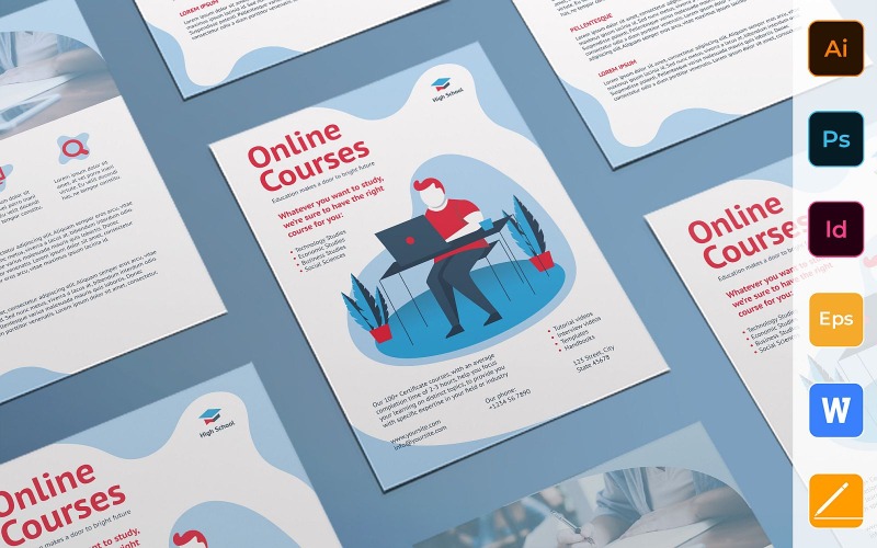 Modèle d'entreprise de flyer de cours en ligne prêt à l'emploi