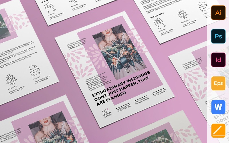 Modèle d'entreprise de flyer de planificateur de mariage créatif