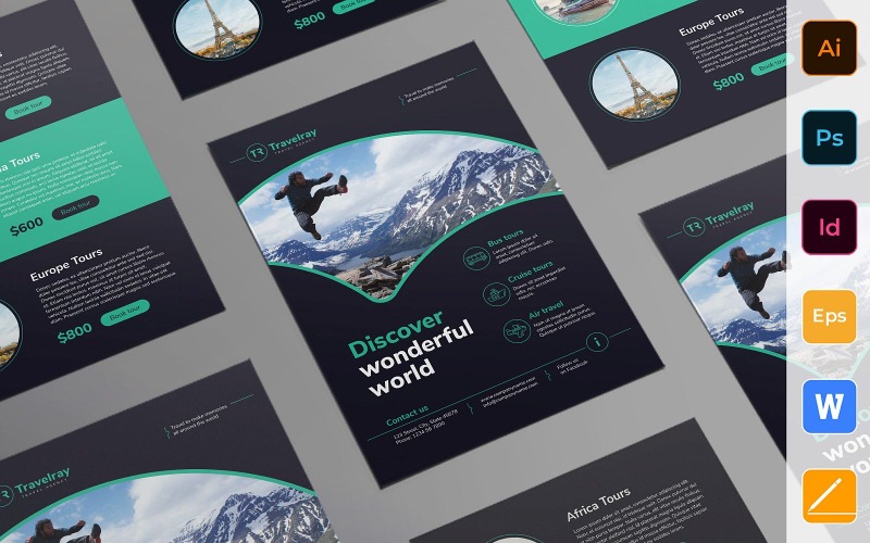 Modèle d'entreprise de flyer de voyages et de voyages professionnels