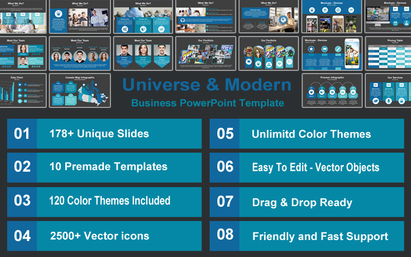 Modelo de universo e negócios modernos em PowerPoint