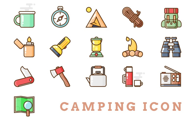 Camping Iconset sjabloon
