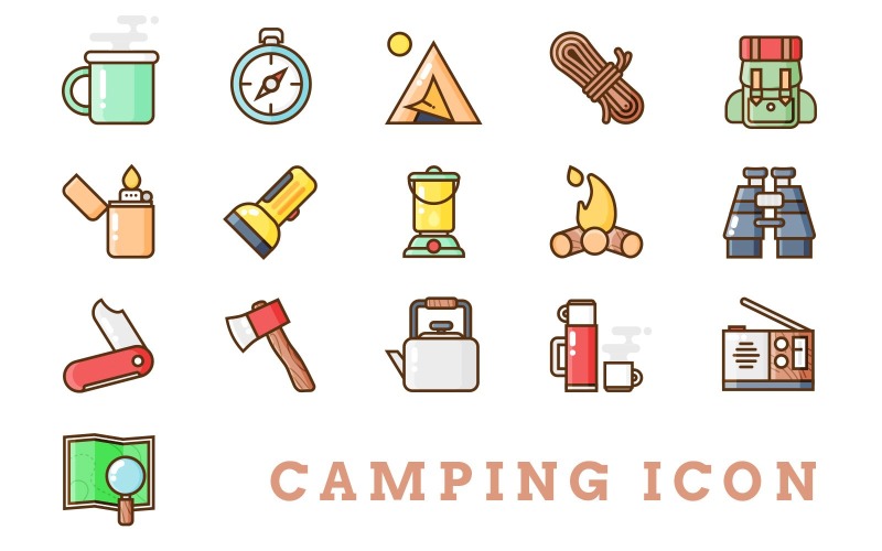 Camping ikoner mall