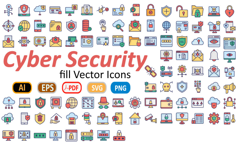 Кібербезпека Iconset шаблон
