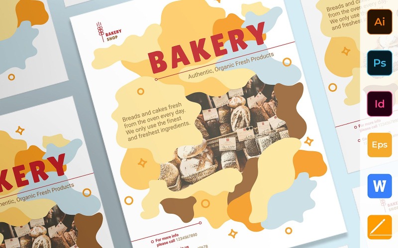 Modèle d'identité d'entreprise d'affiche de boulangerie polyvalente