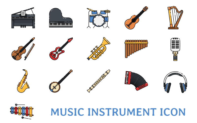 Muziekinstrument Iconset-sjabloon