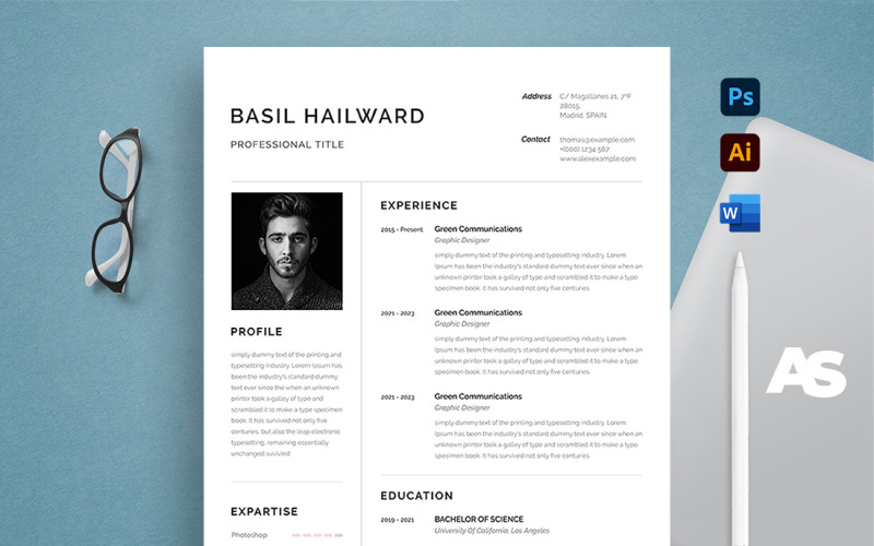 Modelo de currículo Basil Hailward