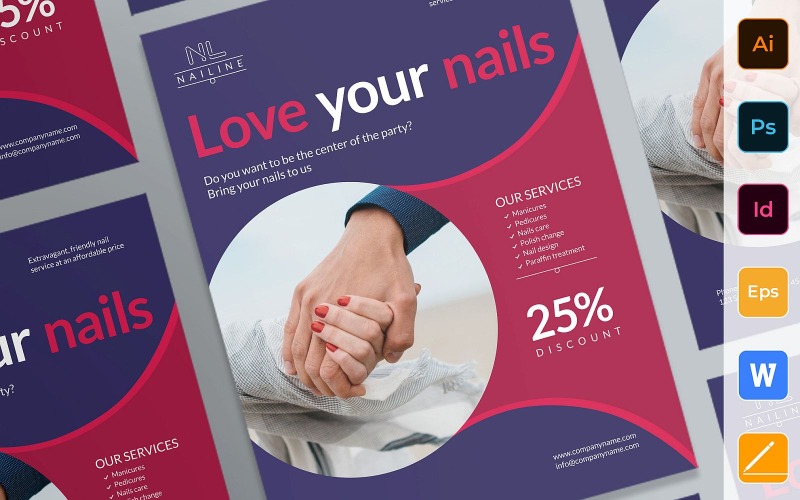 Affiche Creative Nail Studio - Modèle d'identité d'entreprise