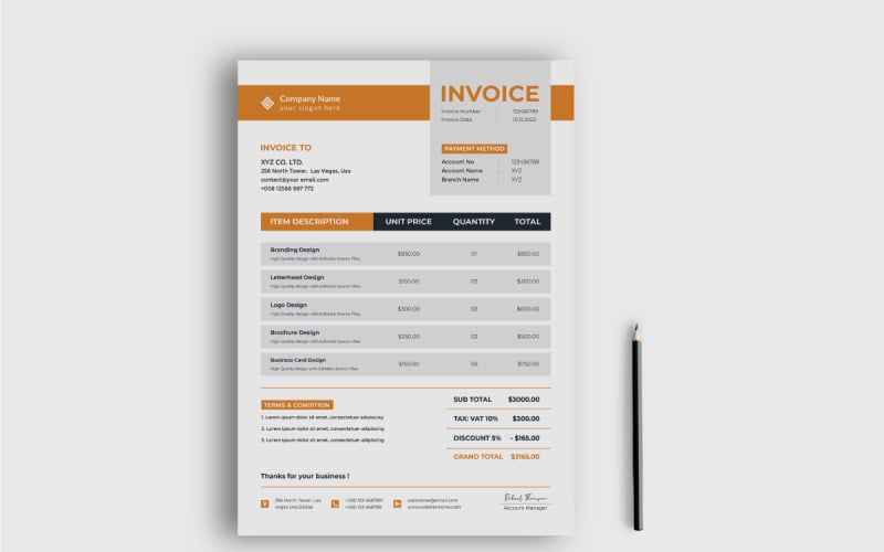 Clean Business Invoice Design Template