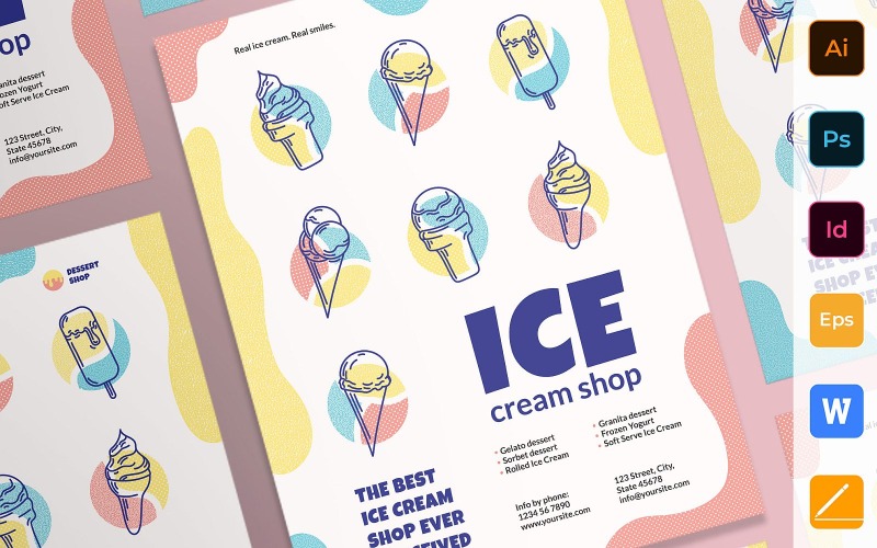 Használatra kész Ice Cream Shop poszter arculati sablon
