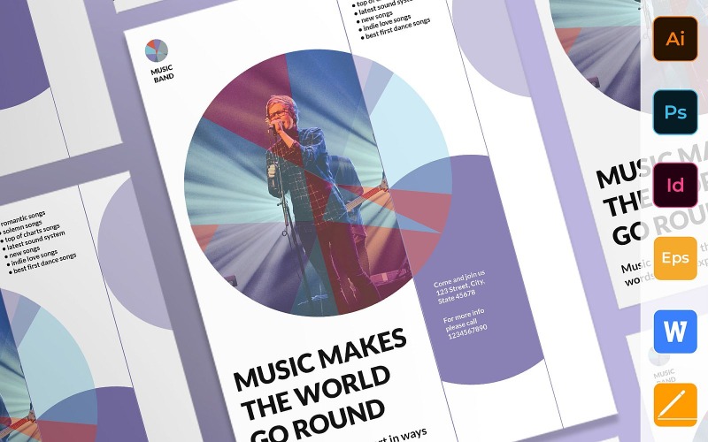 Modèle d'identité d'entreprise d'affiche de groupe de musique professionnelle