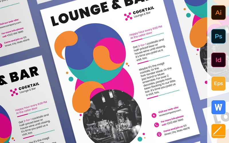 Creatieve Lounge Bar Poster huisstijl sjabloon