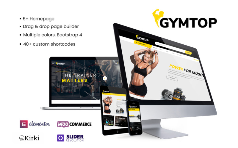 Gymtop - Tema WordPress Elementor per siti Web di palestra e fitness