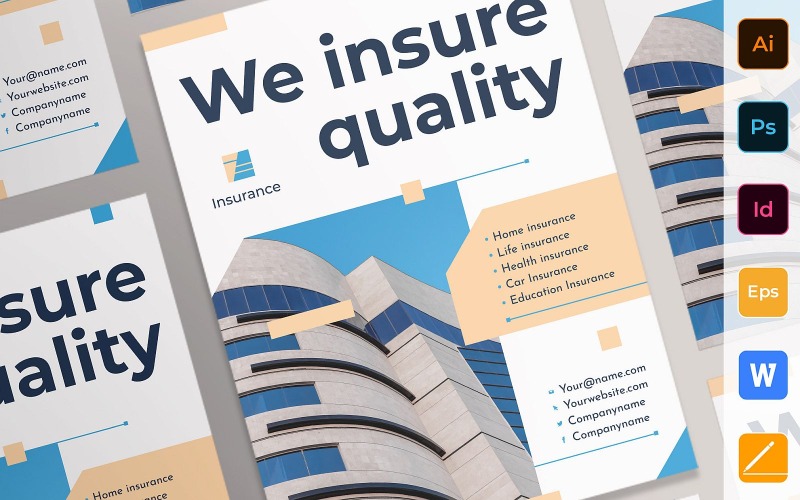 Modèle d'identité d'entreprise d'affiche d'agence d'assurance professionnelle