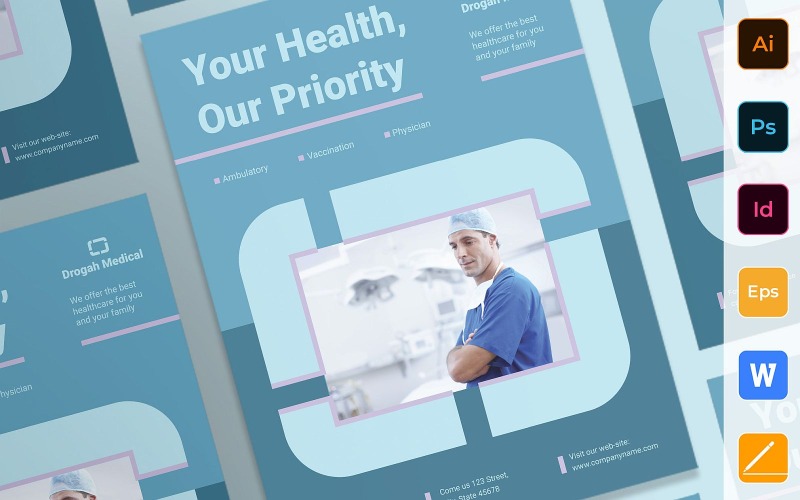 Modèle d'identité d'entreprise d'affiche de clinique professionnelle