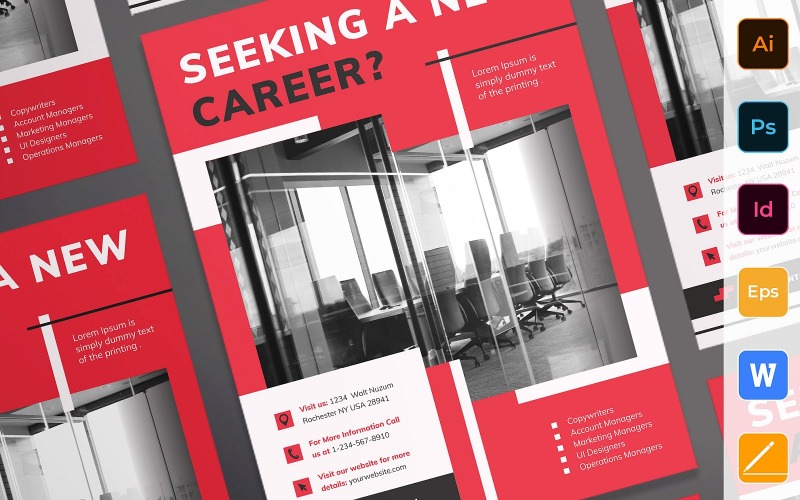 Professioneel wervingsbureau poster bedrijfssjabloon