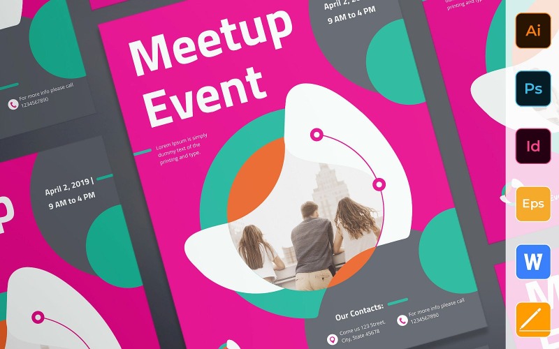 Többcélú Meetup esemény poszter Vállalati-azonosság sablon