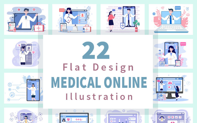 22 Online arts medische informatie plat ontwerp