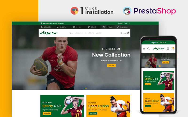 Tema da PrestaShop da Aspero Sports Store
