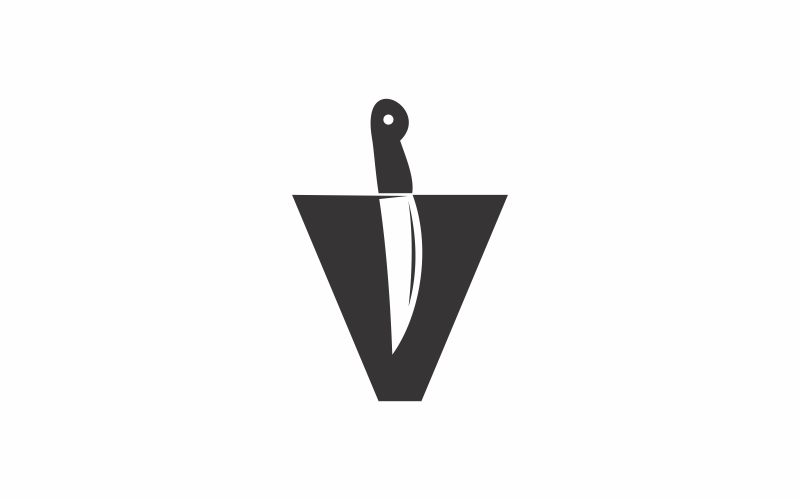 Буква V шаблон логотипа нож