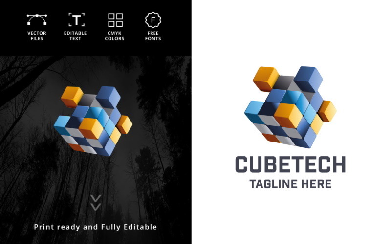 Cube Tech Logo šablona
