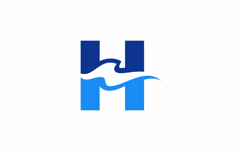 H harfi dalga Logo şablonu
