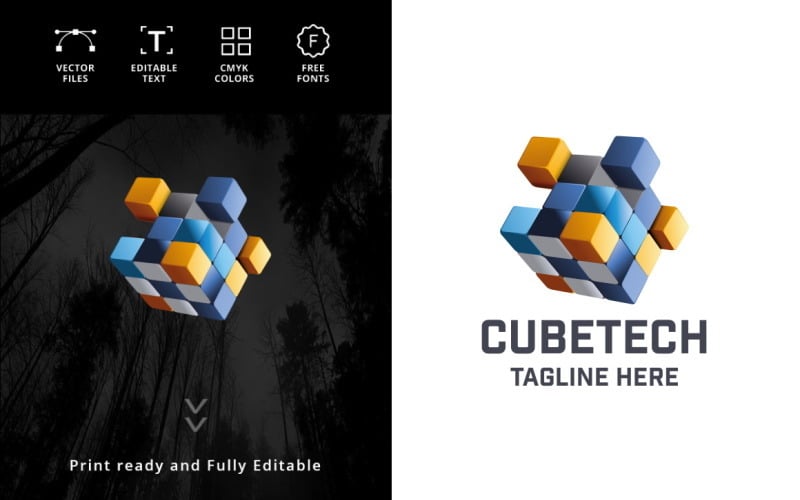 Modèle de logo Cube Tech
