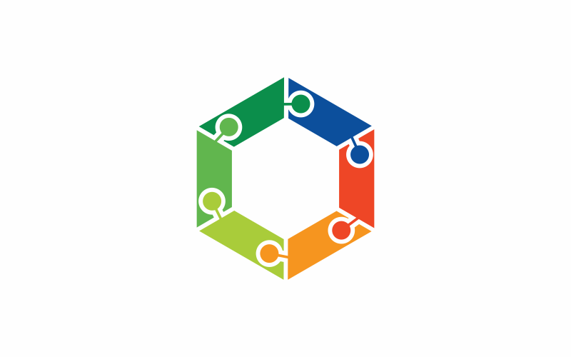 Modèle de logo de puzzle hexagonal