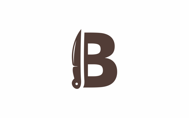 Modelo de logotipo de faca de letra B