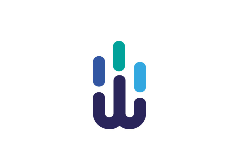 Sjabloon voor blauwe letter W-logo