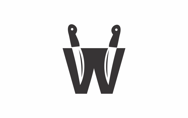 字母W刀徽标模板