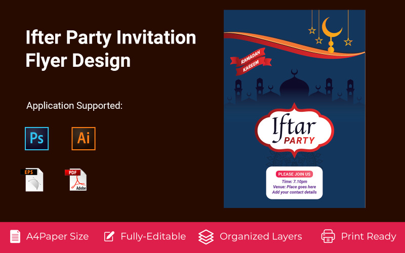 Banner di identità corporativa dell'invito del partito di Ifter del fondo di Ramadan
