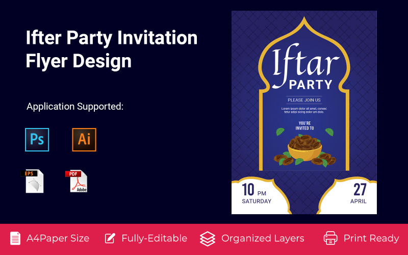 Bannière d’invitation à la fête culturelle Ifter Design d’identité d’entreprise
