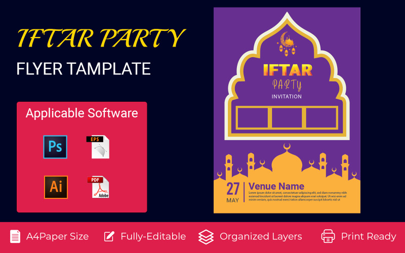 Dekorativní Iftar Party Pozvánka plakát Corporate Identity Design