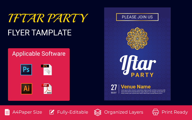 Iftar Party uitnodiging Flyer Corporate Identity Design