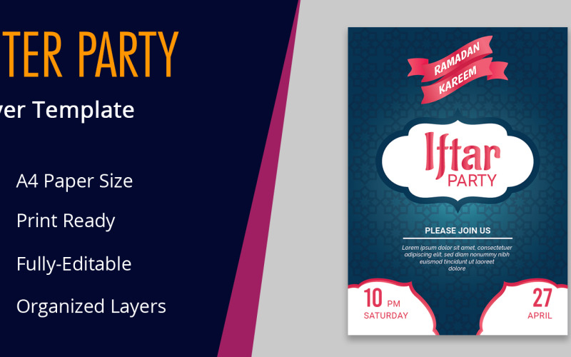 Ifter Party and Seminar Celebration Flyer Conception d'identité d'entreprise
