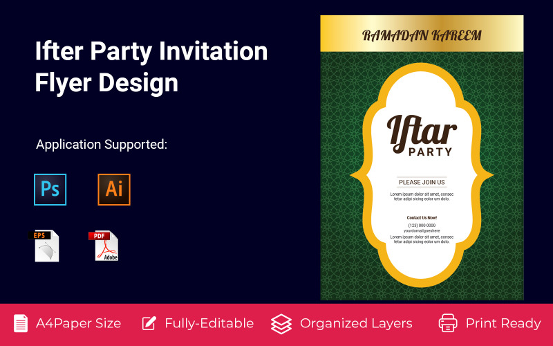 Ifter Party Invitation Party Banner Conception d'identité d'entreprise