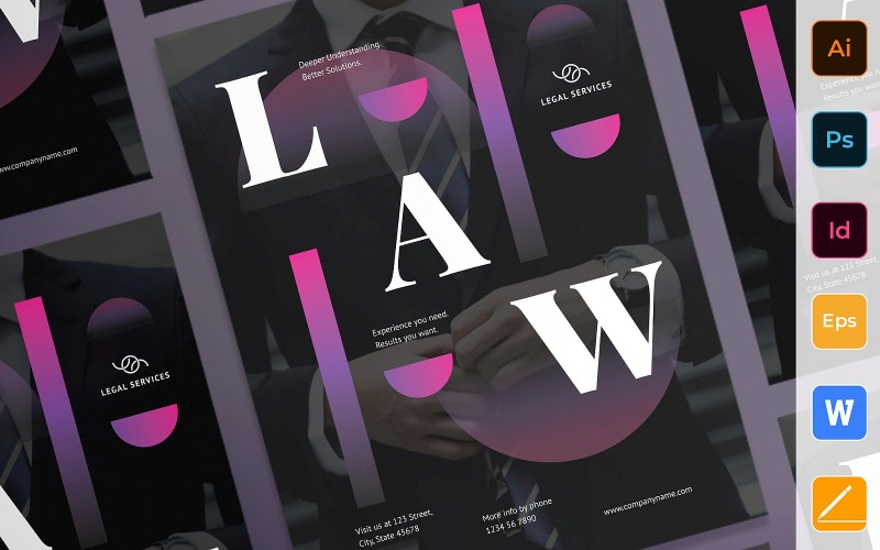 Modèle d'identité d'entreprise d'affiche d'avocat professionnel