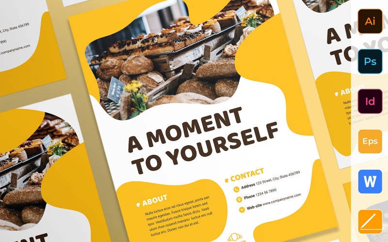 Modèle d'identité d'entreprise d'affiche de café de boulangerie prêt à l'emploi