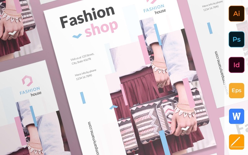 Modèle d'identité d'entreprise d'affiche de maison de mode créative