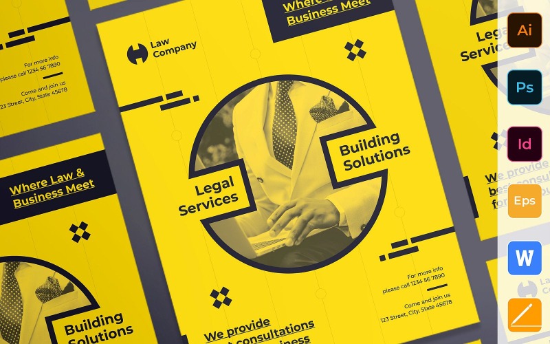 Modèle d'identité d'entreprise d'affiche de services juridiques professionnels