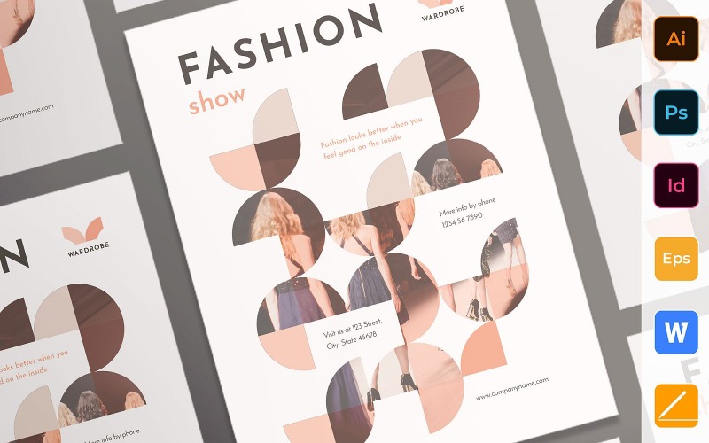 Multifunctionele modeshow poster huisstijl sjabloon