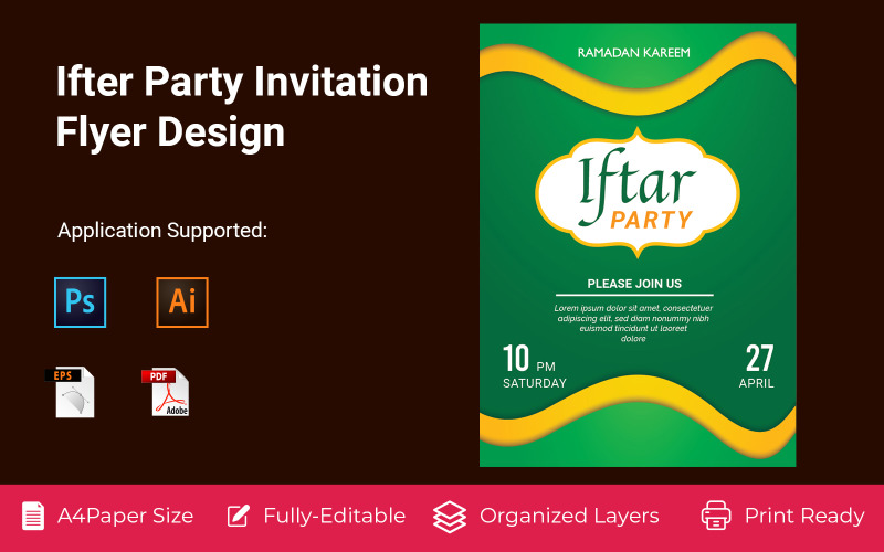 Ramadán jídlo Ifter Party Pozvánka leták Corporate Identity Design