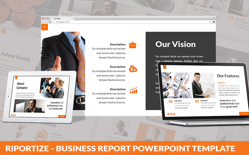 Riportize - Шаблон PowerPoint для бизнес-отчета