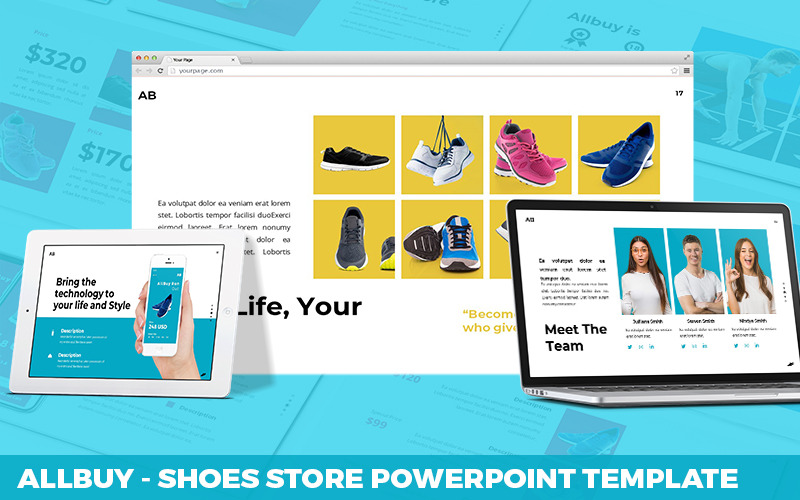 Allbuy - modelo de PowerPoint de loja de sapatos