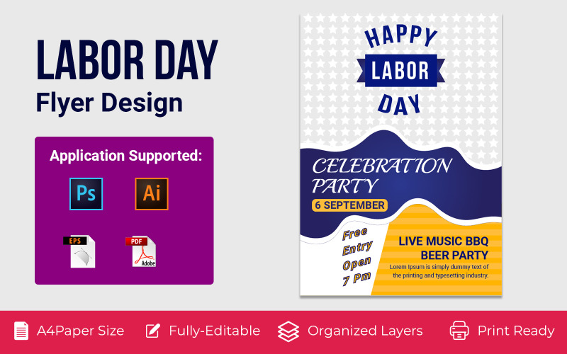 Labor Day Party Advertising Banner Corporate Template