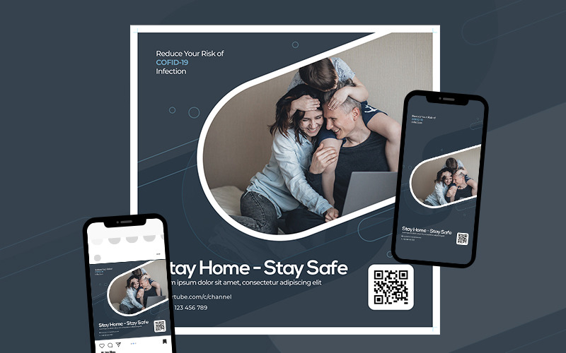Stay Home Stay Safe - шаблон баннера для социальных сетей