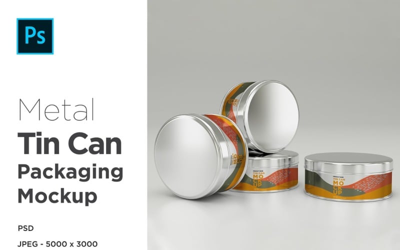 Four Food Tin Can Mockup