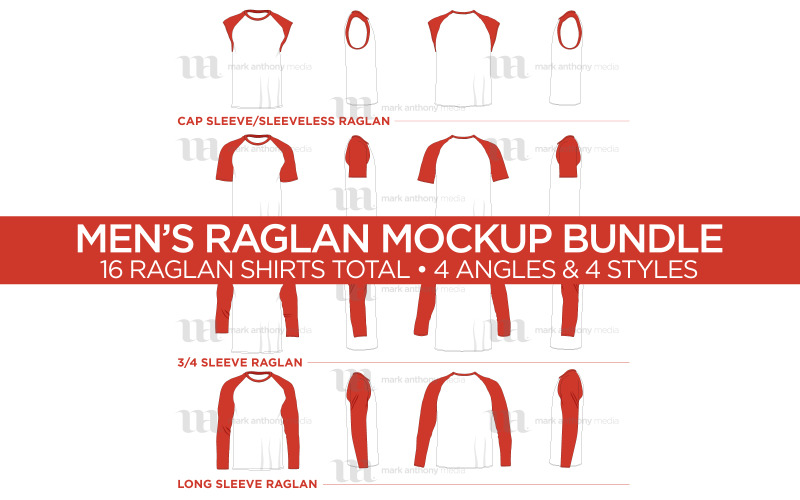 Raglan Herrenhemd Bundle - Vector Mockup Template