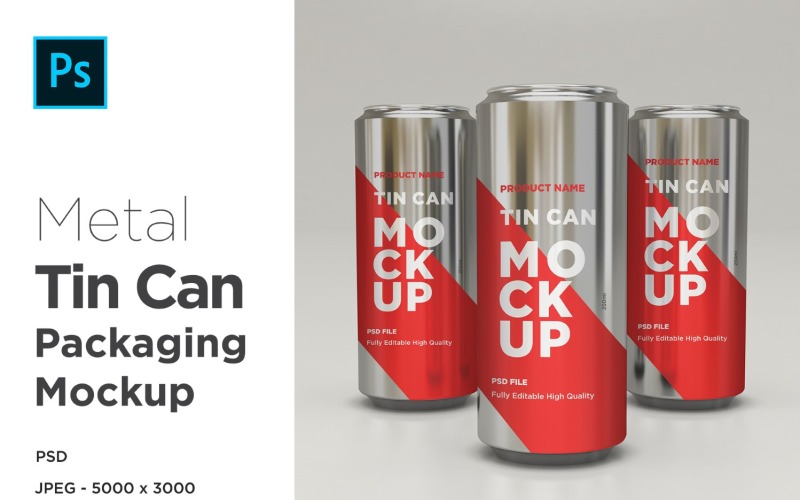 Drie metalen frisdrankblikje Mockup